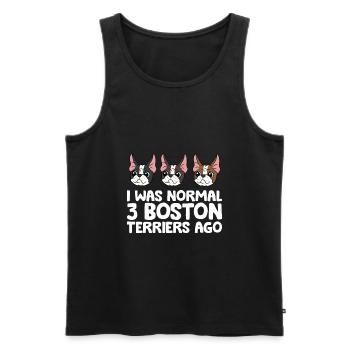 J’étais normal devant 3 Boston Terriers Funny - Débardeur bio Premium Homme - noir - Devant - Michal (187cm)