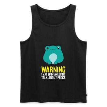 Warnung: Ich könnte spontan über Frösche sprechen - Männer Premium Bio Tank Top - Schwarz - Vorne - AI Model Male 178 light (178cm)