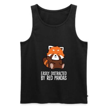 Red Panda Love facilement distrait par Red Panda - Débardeur bio Premium Homme - noir - Devant - AI Model Male 178 light (178cm)