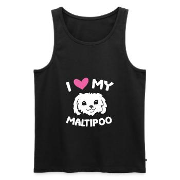J’aime mon chien Maltipoo - Débardeur bio Premium Homme - noir - Devant - AI Model Male 178 light (178cm)