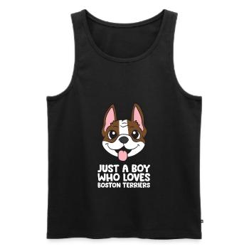 Just a Boy Who Loves Boston Terriers - Men's Premium Organic Tank Top - black - Front - Michal (187cm)