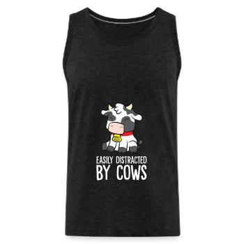 Easily Distracted By Cows - Men's Premium Organic Tank Top - charcoal grey - Front - Alexander (188cm)