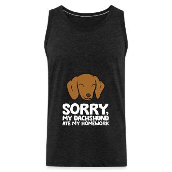 Lustiger Dackel Sorry My Dachshund Ate My Homework - Männer Premium Bio Tank Top - Anthrazit - Vorne - Alexander (188cm)