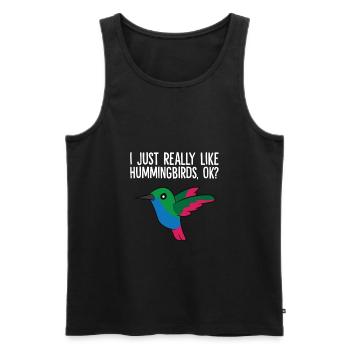 Colibri amoureux de l’observation des oiseaux J’aime les colibris - Débardeur bio Premium Homme - noir - Devant - Michal (187cm)