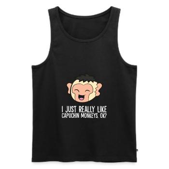 I Just Really Like Capuchin Monkeys Ok Cute - Men's Premium Organic Tank Top - black - Front - AI Model Male 178 light (178cm)