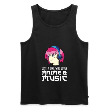 Nur ein Mädchen, das Anime und Musik liebt - Männer Premium Bio Tank Top - Schwarz - Vorne - Michal (187cm)
