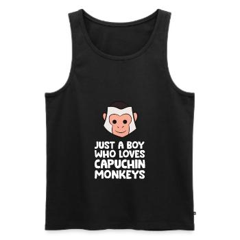 Ein Junge, der Kapuzineräffchen liebt - Männer Premium Bio Tank Top - Schwarz - Vorne - AI Model Male 178 light (178cm)