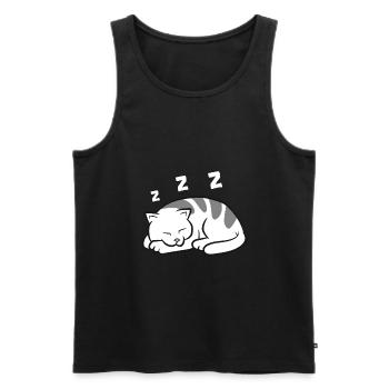 Chat fatigué Chaton mignon Kawaii endormi - Débardeur bio Premium Homme - noir - Devant - Michal (187cm)