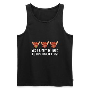 Oui, j’ai vraiment besoin de toutes ces vaches des hautes terres - Débardeur bio Premium Homme - noir - Devant - AI Model Male 178 light (178cm)