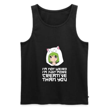 Ich bin nicht seltsam, ich bin nur kreativer als - Männer Premium Bio Tank Top - Schwarz - Vorne - AI Model Male 178 light (178cm)