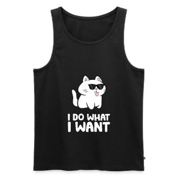 Je fais ce que je veux Kawaii chat - Débardeur bio Premium Homme - noir - Devant - Michal (187cm)