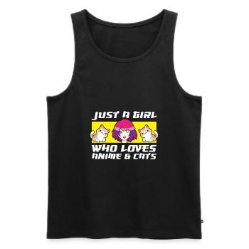 Nur ein Mädchen, das Anime und Katzen liebt - Männer Premium Bio Tank Top - Schwarz - Vorne - Michal (187cm)