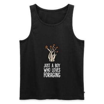 Just a Boy Who Loves Foraging Mycologist Mushroom - Men's Premium Organic Tank Top - black - Front - Michal (187cm)