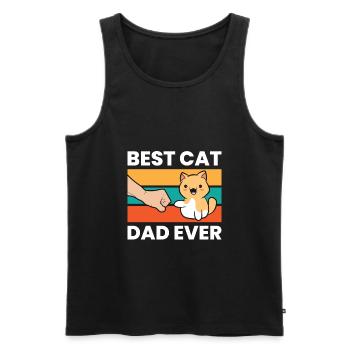 Vintage Cat Father Funny Best Cat Dad Ever - Men's Premium Organic Tank Top - black - Front - Michal (187cm)