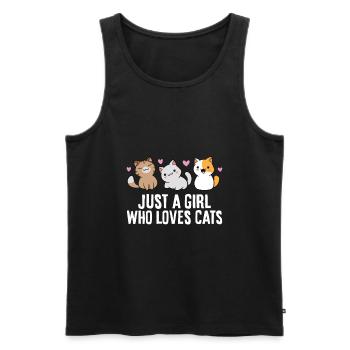 Juste une fille qui aime les chats - Débardeur bio Premium Homme - noir - Devant - AI Model Male 178 light (178cm)
