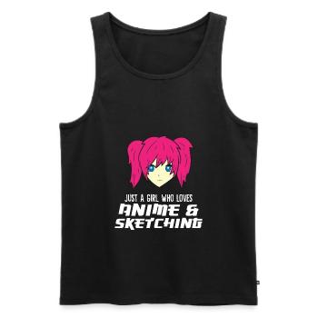 Just a Girl Who Loves Anime And Sketching Funny - Men's Premium Organic Tank Top - black - Front - Michal (187cm)