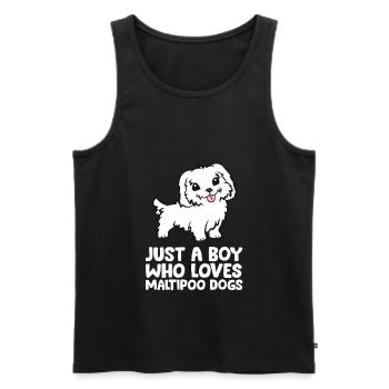 Juste un garçon qui aime les chiens Maltipoo - Débardeur bio Premium Homme - noir - Devant - AI Model Male 178 light (178cm)