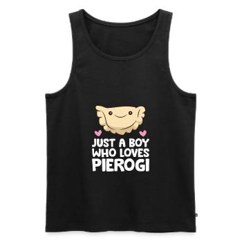 Just a Boy Who Loves Pierogi - Men's Premium Organic Tank Top - black - Front - Michal (187cm)