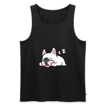 French Bulldog Puppy Sleeping Tired French Bulldog - Men's Premium Organic Tank Top - black - Front - AI Model Male 178 light (178cm)