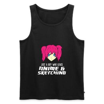 Just a Boy Who Loves Anime And Sketching Funny - Men's Premium Organic Tank Top - black - Front - Michal (187cm)