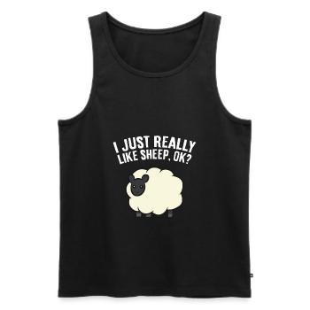 I Just Really Like Sheep, Ok? Sheep Farm - Men's Premium Organic Tank Top - black - Front - AI Model Male 178 light (178cm)