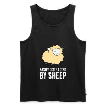 Leicht ablenkbar durch Schafe Lämmer Schafzüchter - Männer Premium Bio Tank Top - Schwarz - Vorne - Michal (187cm)