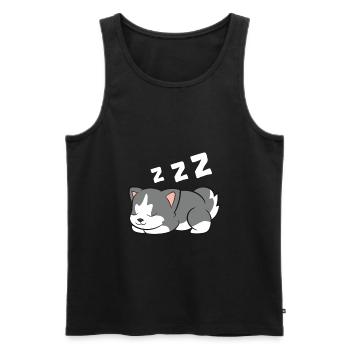 Sleeping Husky Dog Husky Pajama Cute Siberian - Männer Premium Bio Tank Top - Schwarz - Vorne - Michal (187cm)