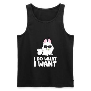 Lapin Je fais ce que je veux Lapin mignon - Débardeur bio Premium Homme - noir - Devant - AI Model Male 178 light (178cm)