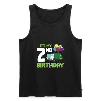 Es ist mein 2. Geburtstag Müllwagen 2. Geburtstag - Männer Premium Bio Tank Top - Schwarz - Vorne - Michal (187cm)