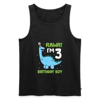 Rawr I'm 3 Birthday Boy Dinosaur Birthday Party - Men's Premium Organic Tank Top - black - Front - Michal (187cm)