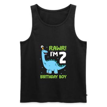 Rawr Je suis 2 Birthday Boy Dinosaurs - Débardeur bio Premium Homme - noir - Devant - Michal (187cm)