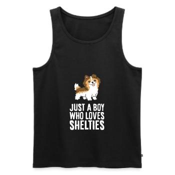 Just a Boy Who Loves Shelties - Men's Premium Organic Tank Top - black - Front - AI Model Male 178 light (178cm)