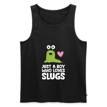 Just a Boy Who Loves Slugs - Men's Premium Organic Tank Top - black - Front - Michal (187cm)