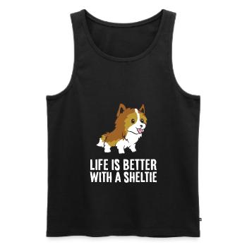 Life Is Better With A Sheltie Dog - Men's Premium Organic Tank Top - black - Front - AI Model Male 178 light (178cm)
