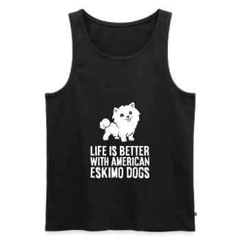 Life Is Better With American Eskimo Dogs - Men's Premium Organic Tank Top - black - Front - AI Model Male 178 light (178cm)