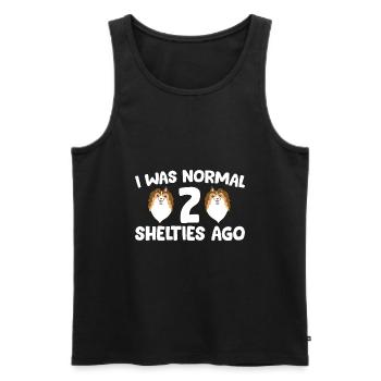 I Was Normal 2 Shelties Ago - Men's Premium Organic Tank Top - black - Front - AI Model Male 178 light (178cm)