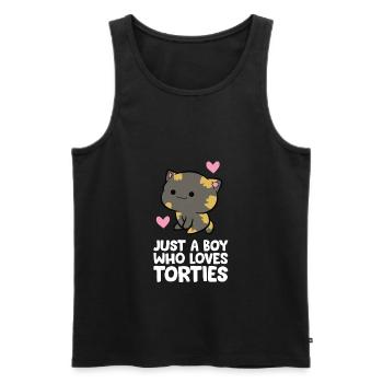 Nur ein Junge, der Schildkröten liebt - Männer Premium Bio Tank Top - Schwarz - Vorne - Michal (187cm)