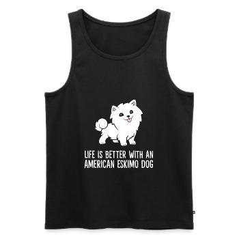 Life Is Better With An American Eskimo Dog - Men's Premium Organic Tank Top - black - Front - AI Model Male 178 light (178cm)