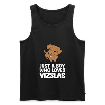 Juste un garçon qui aime Vizslas - Débardeur bio Premium Homme - noir - Devant - AI Model Male 178 light (178cm)