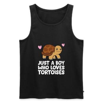 Just a Boy Who Loves Tortoises - Men's Premium Organic Tank Top - black - Front - Michal (187cm)
