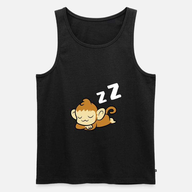 Schlafender Affe Pyjama Lazy Monkey - Männer Premium Bio Tank Top - Schwarz