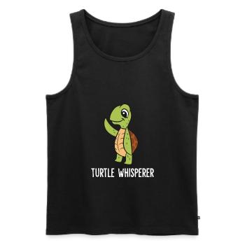 Drôle de tortue amoureuse des tortues - Débardeur bio Premium Homme - noir - Devant - Michal (187cm)