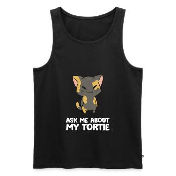 Tortie-Katzenbesitzer Fragen Sie mich nach meiner - Männer Premium Bio Tank Top - Schwarz - Vorne - Michal (187cm)