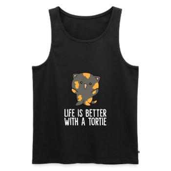 La vie est meilleure avec une tortue mignonne - Débardeur bio Premium Homme - noir - Devant - Michal (187cm)