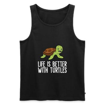 Funny Turtle Owner Life Is Better With Turtles - Men's Premium Organic Tank Top - black - Front - AI Model Male 178 light (178cm)