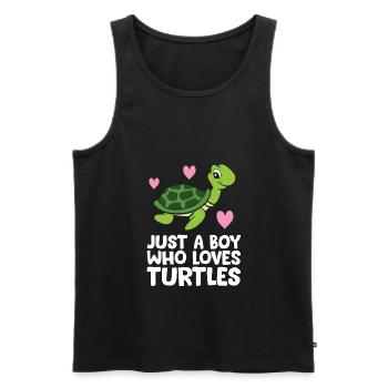 Just a Boy Who Loves Turtles - Men's Premium Organic Tank Top - black - Front - AI Model Male 178 light (178cm)
