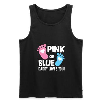 Gender Reveal Pregnancy Pink Or Blue Daddy Loves - Männer Premium Bio Tank Top - Schwarz - Vorne - AI Model Male 178 light (178cm)