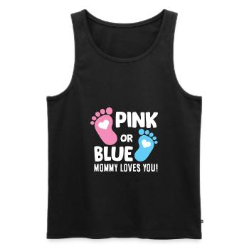 Gender Reveal Pregnancy Pink Or Blue Mommy Loves - Männer Premium Bio Tank Top - Schwarz - Vorne - AI Model Male 178 light (178cm)
