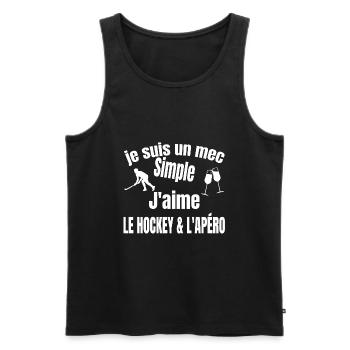 hockey et apéro - Débardeur bio Premium Homme - noir - Devant - AI Model Male 178 light (178cm)