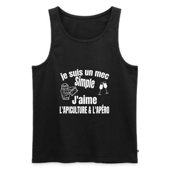 apiculture et apéro - Débardeur bio Premium Homme - noir - Devant - AI Model Male 178 light (178cm)